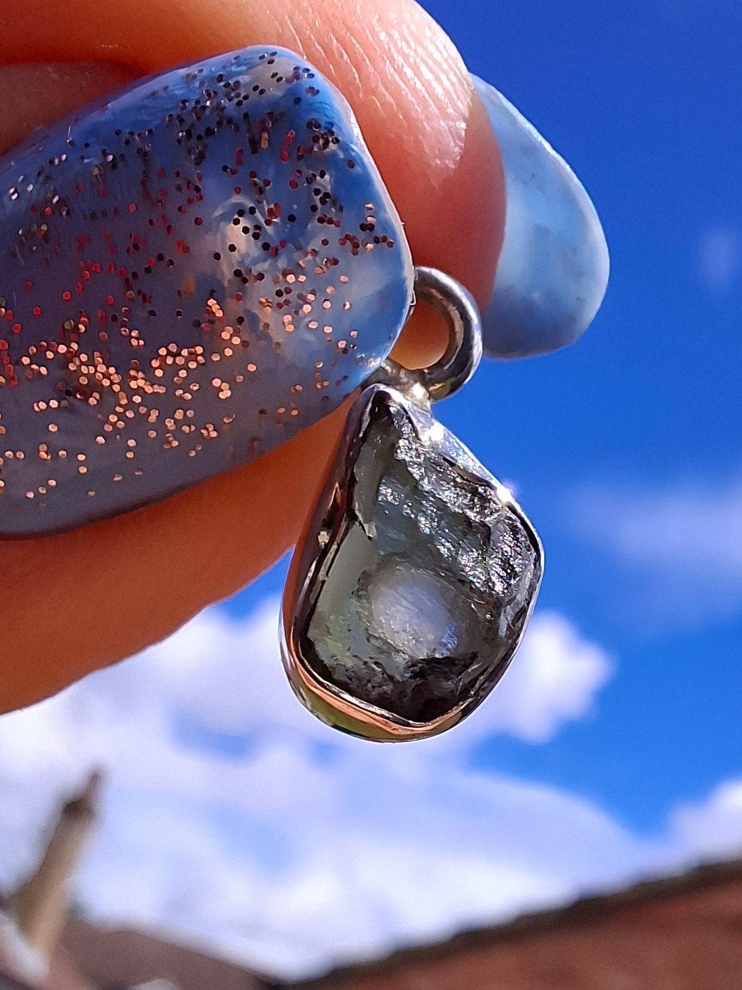 Moldavite Pendant, 925 Silver, Tektite (Ref: P72)