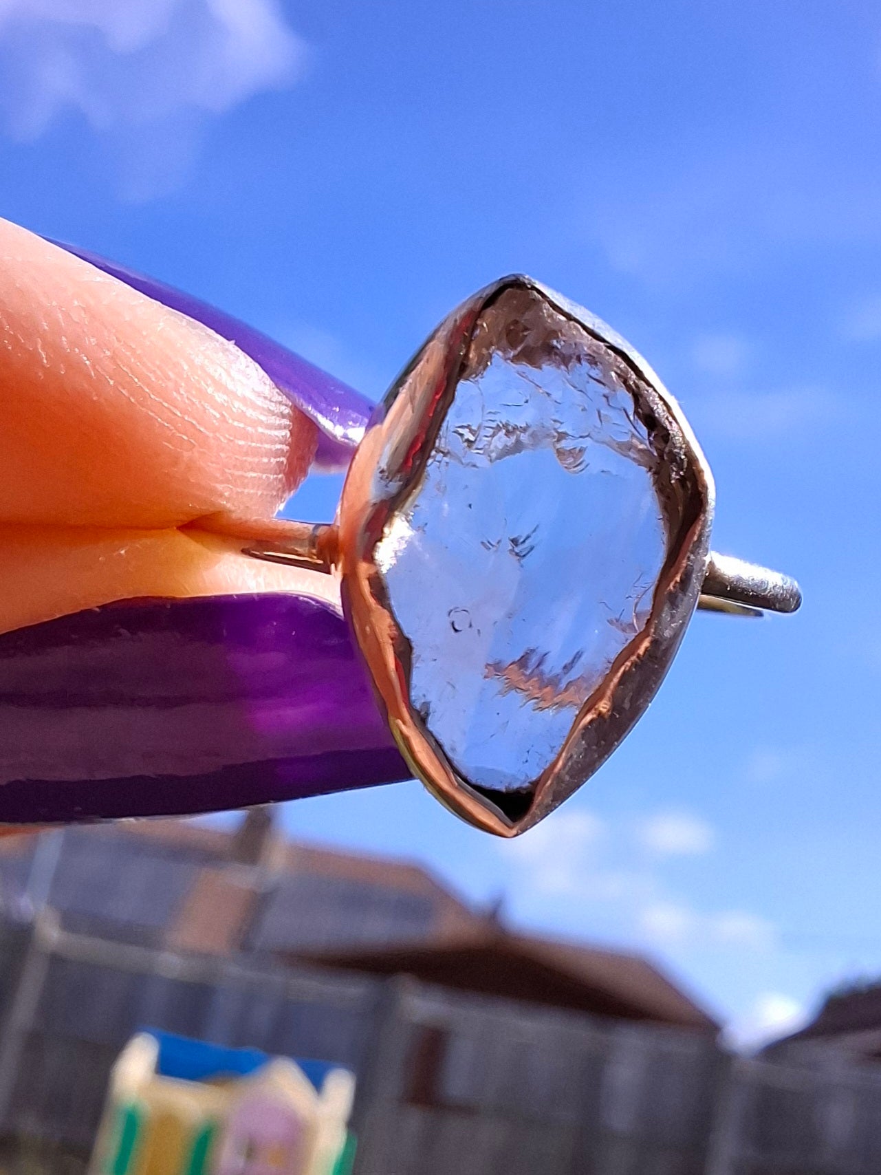 Libyan Desert Glass Ring, size small R, 925 Silver, Tektite (Ref: LR41)